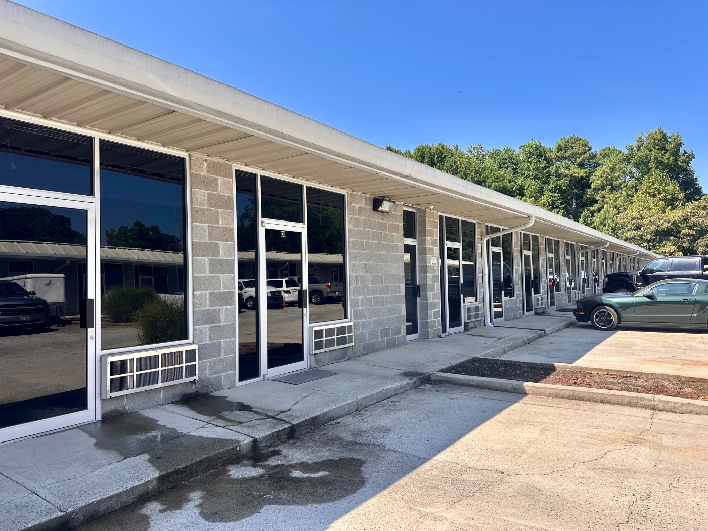 Suite entrances along the building